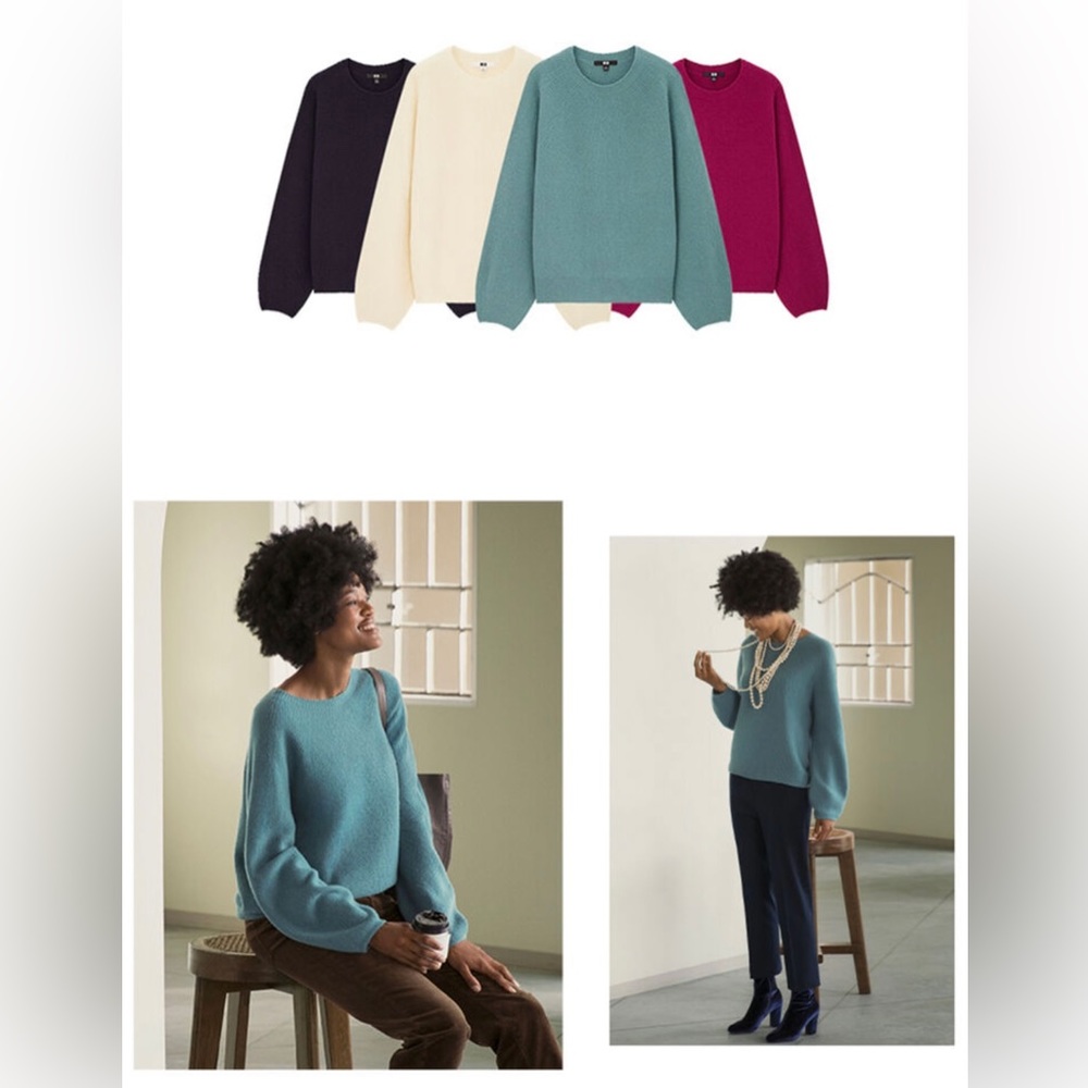 Uniqlo 3D knit wool blend crew neck sweater